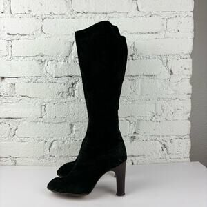 Vintage Knee High Suede Leather Zip Up Boots